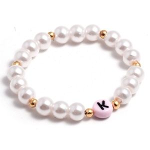 PEARL INITIAL BRACELET FOR KIDS AND ADULTS